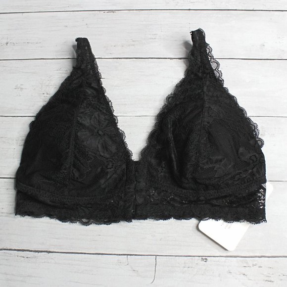 Rene Rofe Women's Black Lace Bra Size M Padded Wire Free Front Hook - Picture 2 of 6